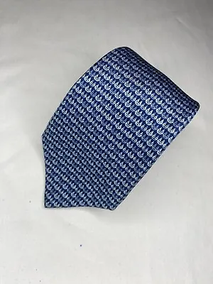BVLGARI Tie Fox Cat Blue Silk 7 Fold Italy Necktie • $82.99