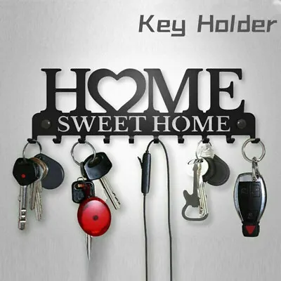 £7.99 • Buy Iron Wall Mounted Home Sweet Hanging Hanger Hooks Hat Key Holder Rack Shelf