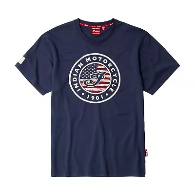 Indian Motorcycle Men's USA Flag Logo T-Shirt Navy • $40.99