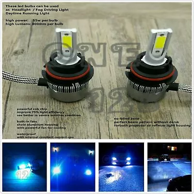 9007 HB5 8000k Ice Blue 55W LED Headlight Super Bright High Low Beam Bulbs • $24.99