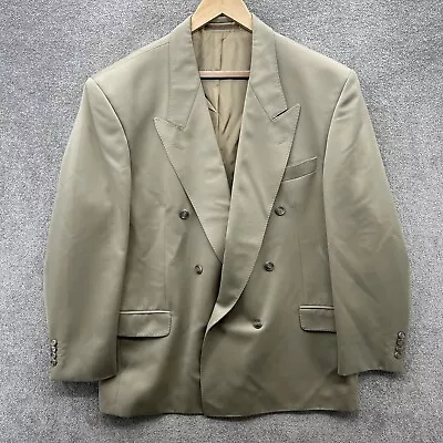 Vintage Yves Saint Laurent YSL Blazer Jacket Mens UK 46 Beige Double Breasted • £59.99