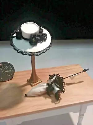 Vtg Miniature Dollhouse IGMA Artist Julie Dewar Hat & Parasol Set 1:12 Scale • $21.87