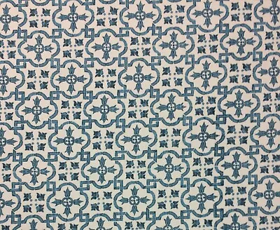 Ballard Designs Karan Blue Ivory Geometric Moroccan Tile Fabric By Yard 54 W • $16.99