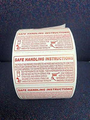 Food Safe Handling Instructions Labels Meat Chicken Packaging Instructions... • $15.67