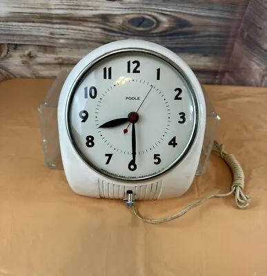 Vintage 1950's White Plastic Poole Electrical Wall Clock Mid Century Works • $45.50