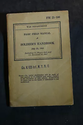 1941 Basic Field Manual - Soldiers Handbook NYNG • $7.99