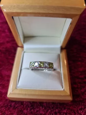 £7.49 • Buy Womans Size T. Peridot & Diamond Filigree Style Ring