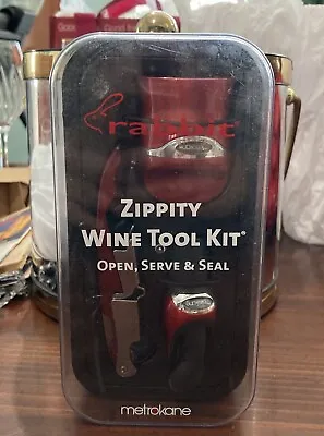 Rabbit Zippity Wine Tool Kit Metrokane Open Serve And Seal -Red • $10