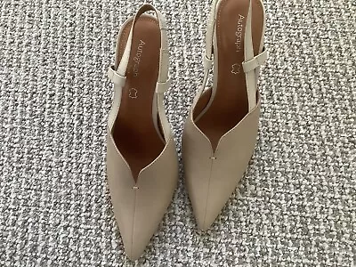Marks And Spencer Autograph Leather Slingback Heels Size 5 • £14.99