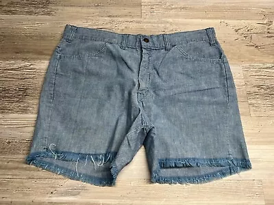 Vtg Cut Off Shorts Chambray Denim 70s Daisy Dukes Farm Girl Talon Zip Size 34 #3 • $22.99