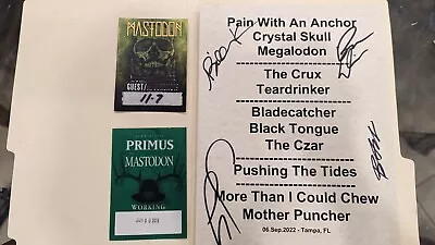 Mastodon Signed Tampa 2022 Setlist +Mastodon/Primus Sticky Pass For Poster Frame • $100