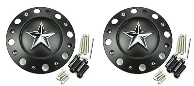 2x NEW KMC XD XD775 Rockstar Dually Front Wheel Center Caps Matte Black 8 Lug • $70