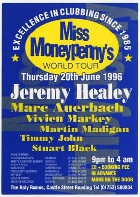 Miss Moneypenny's @ The Holy Rumes Castle St. Reading 20/6/96 Rave Flyer • £30