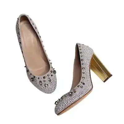 J CREW COLLECTION Etta Pump Crystal And Studded Wedding Heels Size 7.5 • $103.18