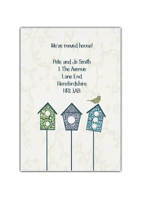 PERSONALISED Change Of Address Cards X 8 New Home Moving House Bird Houses • £4.65
