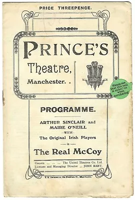 1928 Irish Players Manchester Prince's Theatre Programme Maire O'Neill Sinclair • £5