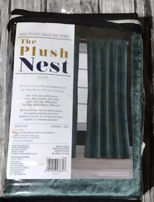 The Plush Nest Velvet Aegean Lined Curtains Panel 50”x84” Rod Pocket ONE NIP • $19.99