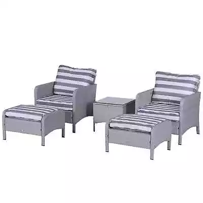 5 Pieces PE Rattan Garden Furniture Set With 10cm Thick Padded Cushions • £289.99