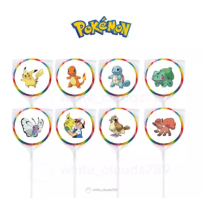 24 Pokemon Pikachu 1.67  Sticker Label For Bag Lollipop Party Favor Birthday • $3.75