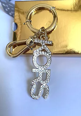 New Michael Kors Jeweled Keychain Gold FOB Purse Charm Logo Bling Crystals J3 • $89.99