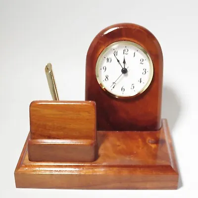 Hawaii Koa Wood Office Desk Set Clock Used Made In Hawaii Some Nicks / Scratches • $60