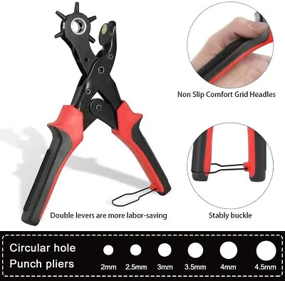 Hole Puncher Heavy Duty Hand Pliers 6 Different Size Punch Tool For Belt Strap • $17.59