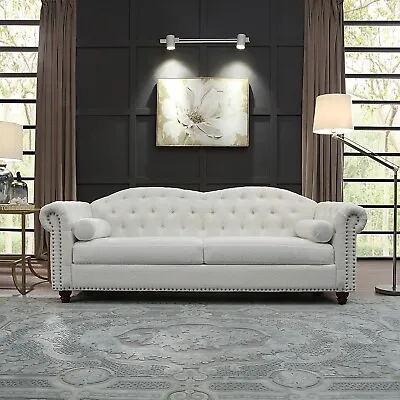 Chesterfield 3 Seater Sofa Bed Upholstered Soft Couch Settee Sofabed Sleeper • $389.86