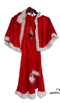 Miss Santa Dress With Hooded Cape Size M - Christmas Fancy Dress Costume • £10