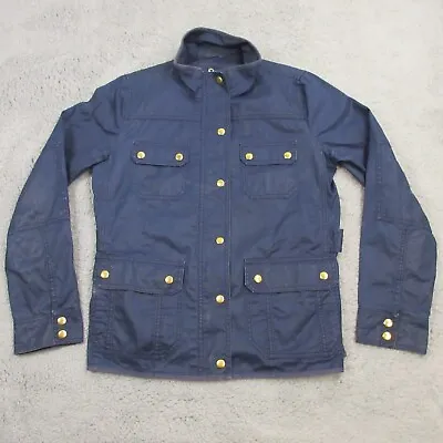 J.CREW Womens Downtown Field Jacket Size M Blue Waxed Cotton Military Hunting • $29.98
