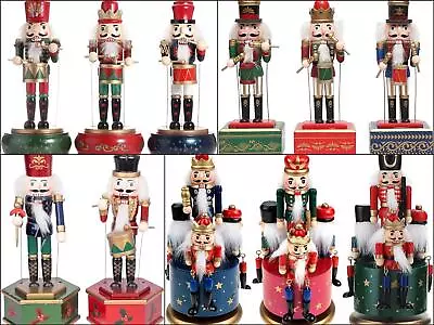 Christmas Nut Crackers Musical Wooden Ornament Figure Tabletop Xmas Window Decor • £21.49