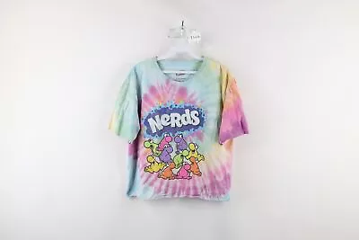 Streetwear Womens Medium Distressed Tie Dye Nerds Candy Cropped Fit T-Shirt • $22.45