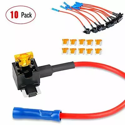 Nilight 10Pack Mini Fuse Holder With 5 Amp Low Profile Mini Blade Fuse Set Truck • $11.99