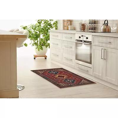 YALAMEH MUSTARD Kitchen Mat By Kavka Designs Mustard Yellow Red Blue 2' X 3' • $85.99