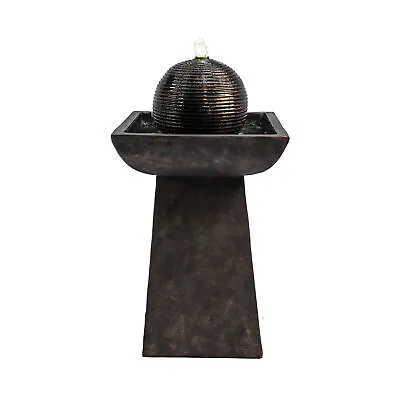 Garden Water Feature & Lights Outdoor Sphere  Water Fountain • £178.99