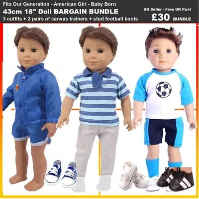 BUNDLES 18  BOY Doll Clothes. Trainers Shoes Football. Our Generation Baby Born • £8