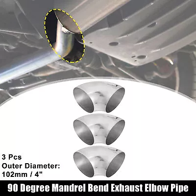 3pcs OD 4 Inch 90 Degree Bend Auto Exhaust Tube Elbow Pipe Arc Length 200mm • $34.74