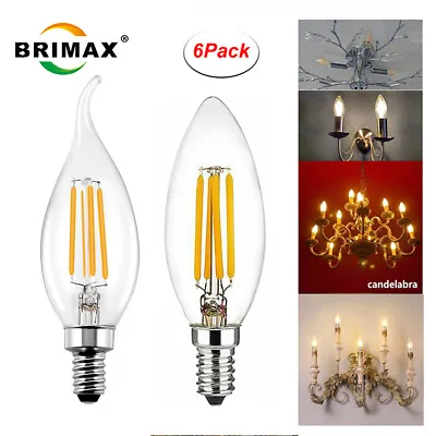 E12 LED Bulb Dimmable 2700K Warm Light 4W C35 LED Candle Bulb40 Watt 6 PACK • $12.98