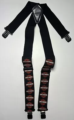 Vintage Harley Davidson Motorcycle Black Orange Logo / Elastic Suspenders XL • $40.50