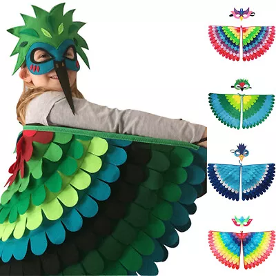 £19.19 • Buy Rainbow Felt Bird Wings W/ Mask Cosplay Costume Kids Halloween Party Fancy Dress