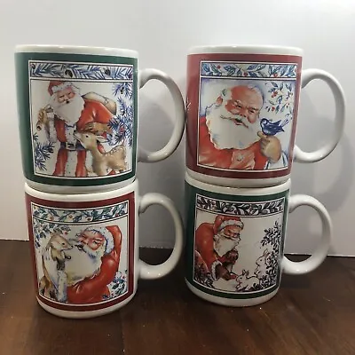 Vintage  Santa’s Friends” Woodland Animals Christmas MUGS Set/4 Bunny Deer Fox • $15.40