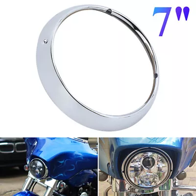 Chrome 7  Headlight Trim Ring Visor Cover For Harley Touring Electra Road Glide • $15.89