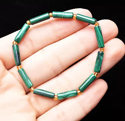 7.7g Genuine Natural Green Malachite Gemstone Beads Bracelet AAAA • $0.55