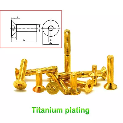 Countersunk Head Screws DIN7991 Allen Key Bolt M2/2.5/3/4/5 12.9 SteelTi-plated • £3.06