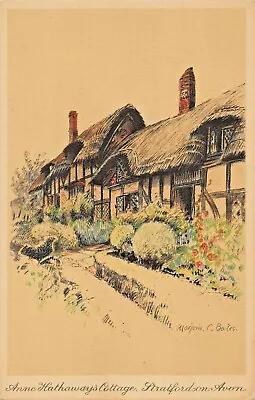 Stratford On Avon England~hathaway Cottage~marjorie Bates Artist Drawn Postcard • $3.84