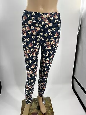 LuLaRoe Disney Blue Mickey Mouse Yoga Leggings Pants Stretch One Size • $14.99