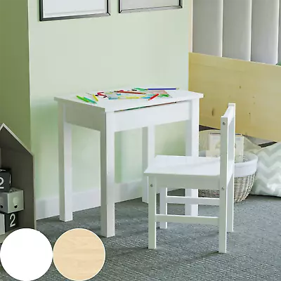 Kids Desk And Chair Set Childrens Toddlers Activity School Play Table Solid Wood • £64.99