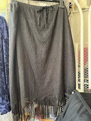 Women’s Size 18 Black Skirt Crochet Style With Fringe Elastic Waist Bnwot  • £8