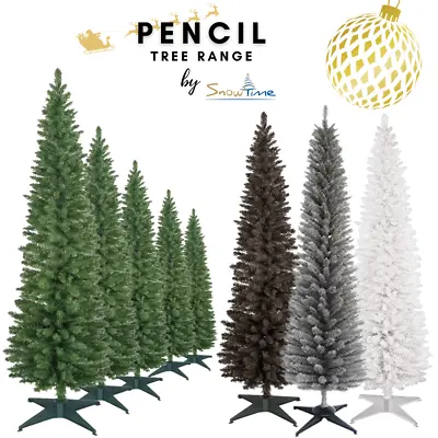 £15.99 • Buy Christmas Tree Slim Pencil 4ft 5ft 6ft 7ft 8ft Green Grey White Black Xmas Trees