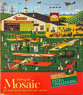 Vintage 1981 MB Charles Wysocki  Four Aces Flying School  Mosaic Jigsaw Puzzle! • $22.99