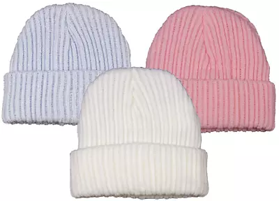 Baby HAT Knitted Ribbed Winter Beanie Cap Boy Girl Unisex • £4.89